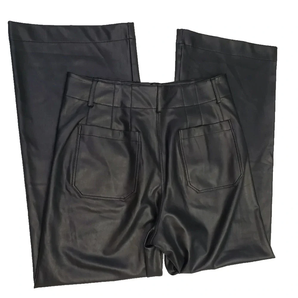 Maeve by Anthropologie Faux Leather Wide-Leg Pants – Size 10P (Petite) - Picture 8 of 8